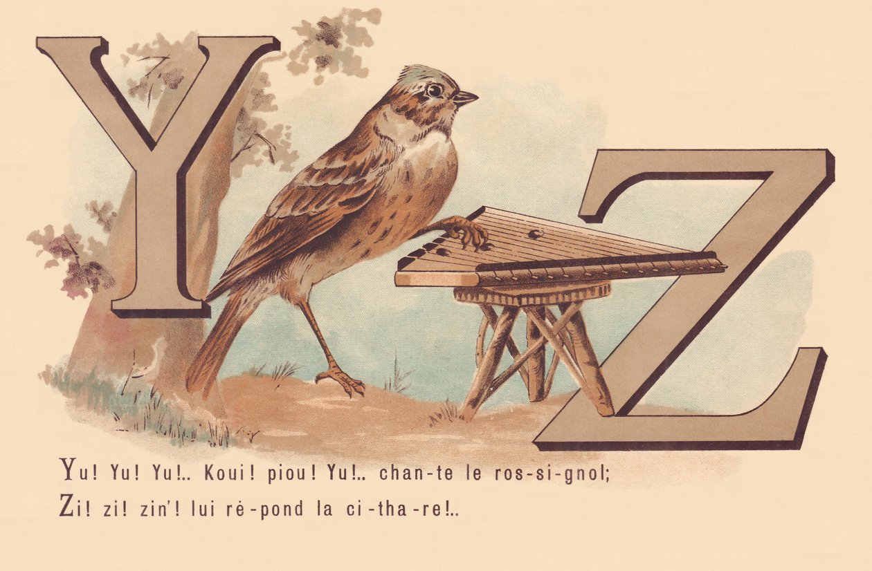 YZ: Yu! Yu! Yu! Koui! piou! Yu! Cante o Nightingale Zi! Zi! Zi! A cithar responde a ele! de French School