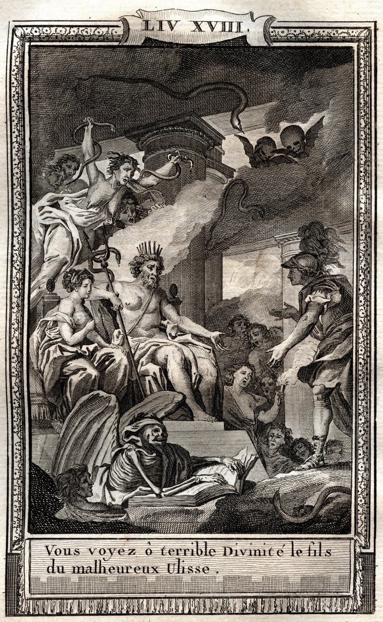 Você vê o terrível divinito filho do malvado Ulisse - gravura de 1798 por Monnet em "Les Aventures de Telemaque, fils d