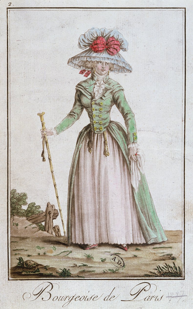 Jovem burguesa parisiense em um vestido de andar, 1787 de French School