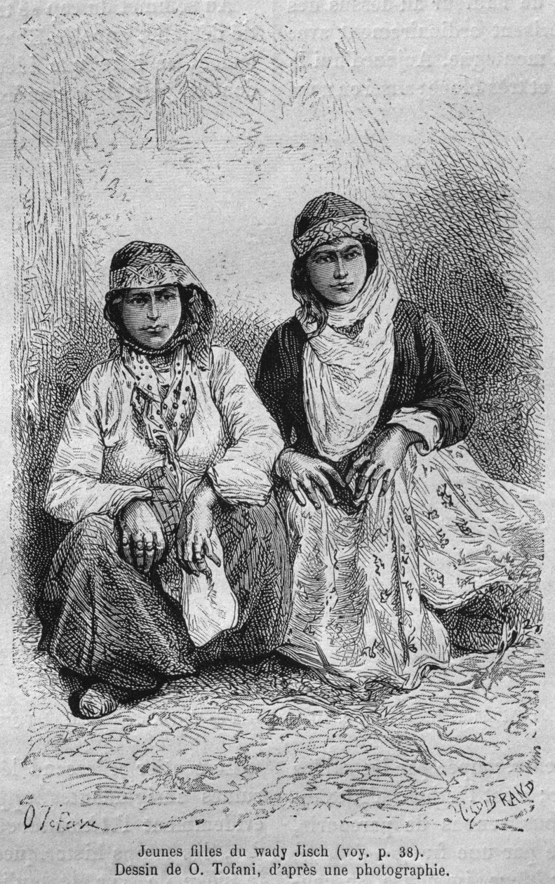 Jovens garotas da Síria hoje. Viajar para a Fenícia, o Líbano e a Judéia. 1875-1880 por Louis Charles Emile Lortet, 1884 de French School