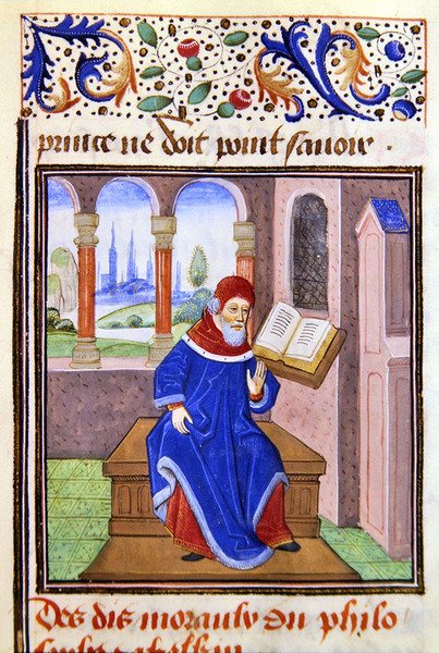 Zaqaquin, do Histoire des Philosophes, final do século XV (vellum) de French School
