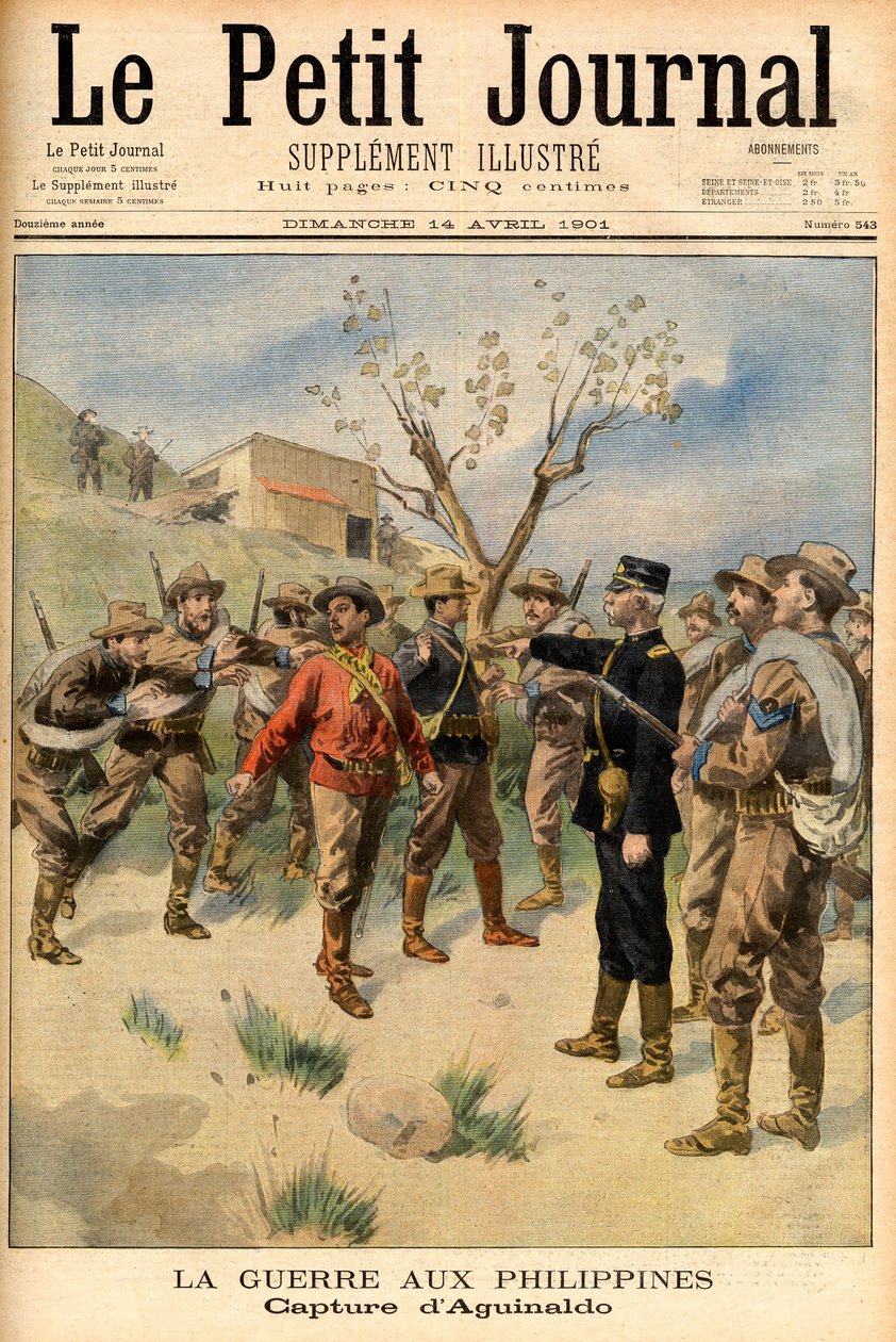 prisão do combatente pela liberdade Emilio Aguinaldo Frontpage do jornal "Le Petit Journal" 14 de abril de French School