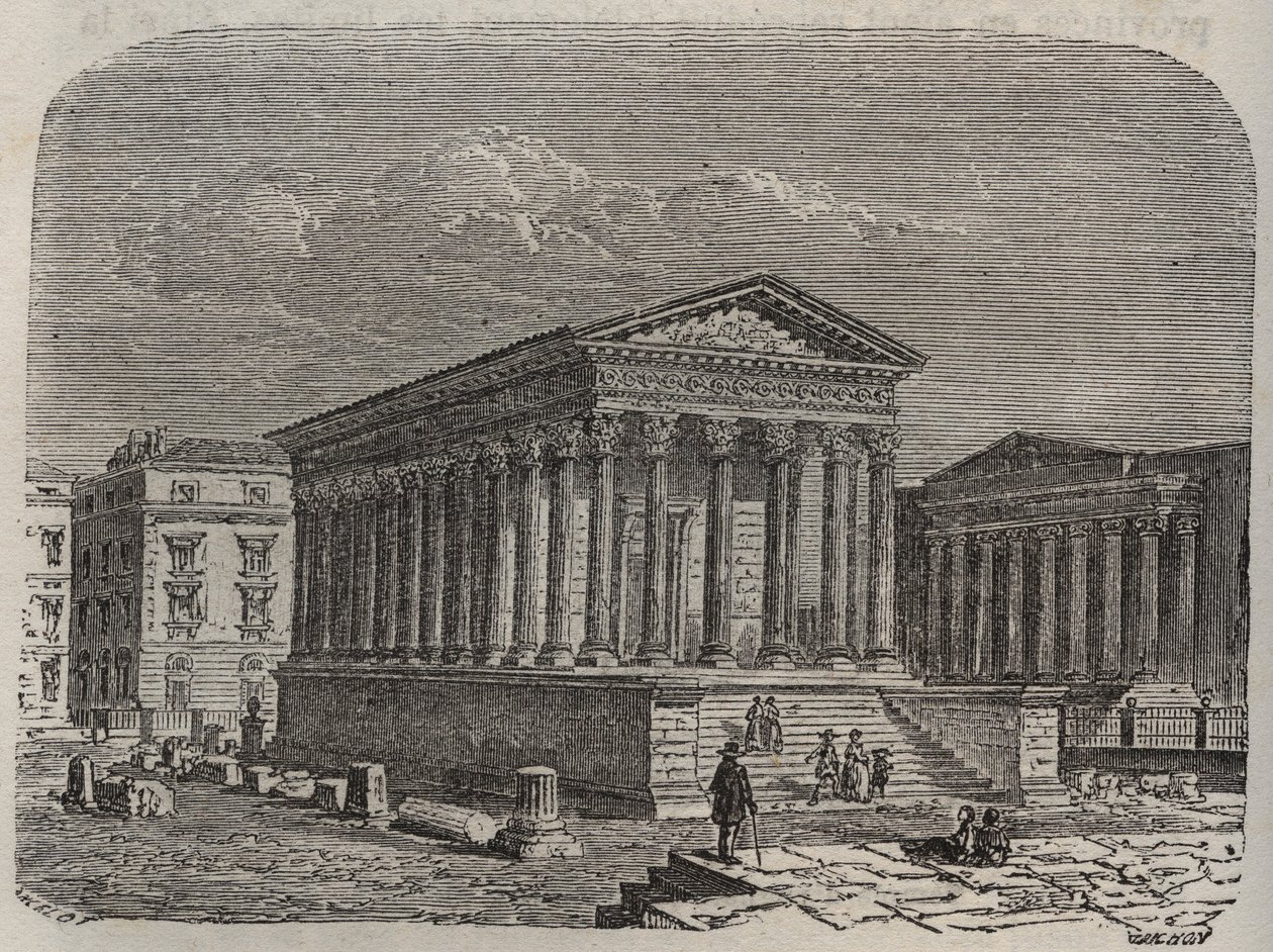 casa Carree de Nimes - França, Languedoc-Roussillon, Gard - gravura em "Histoire de France" de Victor Duruy (1811-1894) - 1882 de French School