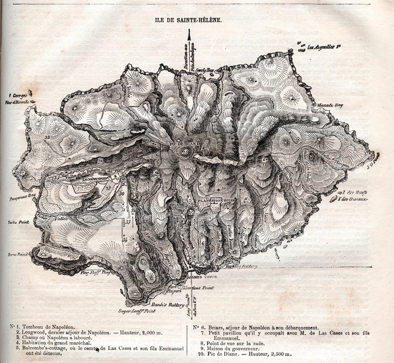mapa da ilha de Santa Helena, gravura de French School