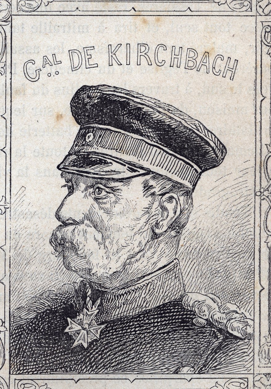 retrato do general prussiano Hugo von Kirchbach - 1870-71 (gravura) de French School