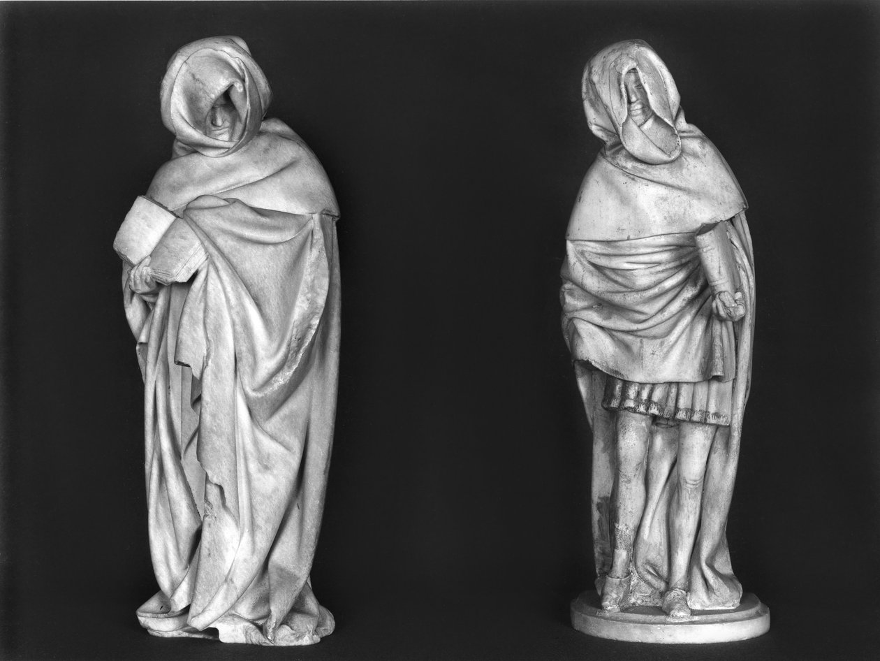 rwo Mourners, do túmulo de Duc Jean de Berry (1340-1416) c.1450-53 salabaster) r8: o túmulo era antigamente na Sainte-Chapelle em Bourges; de French School