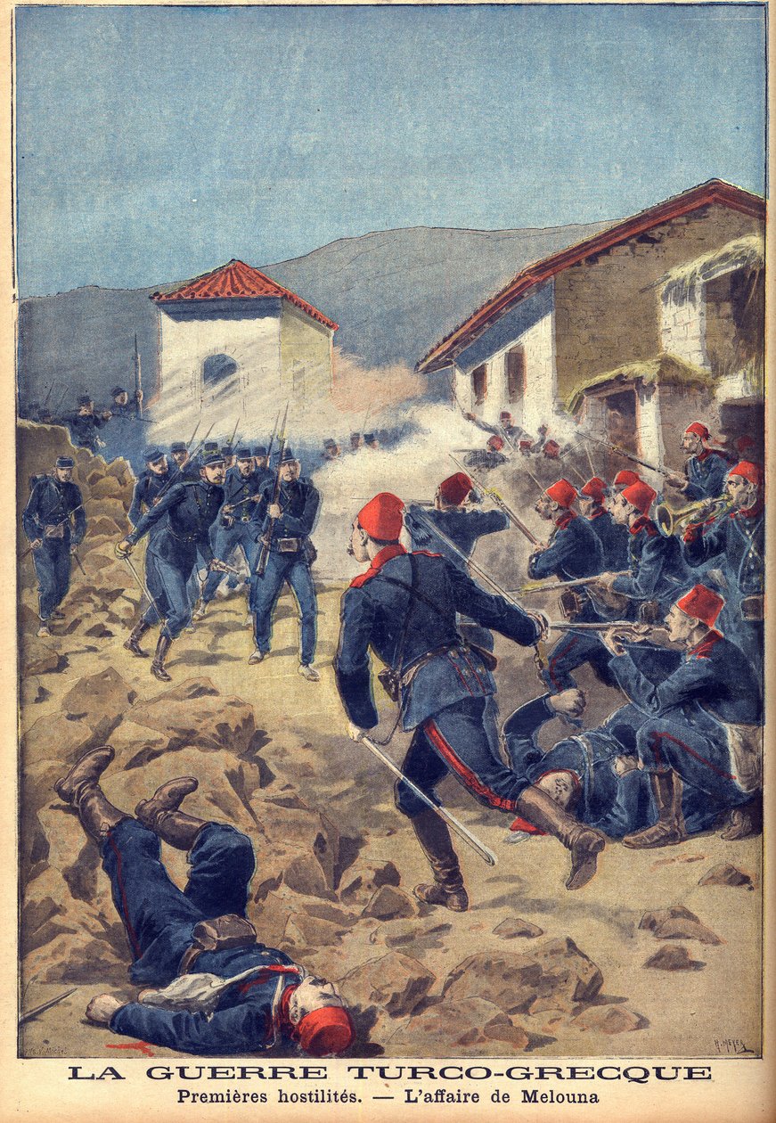 a Guerra Greco-Turca de 1897 (a Guerra dos Trinta Dias) - Uma das primeiras batalhas na Tessália de French School