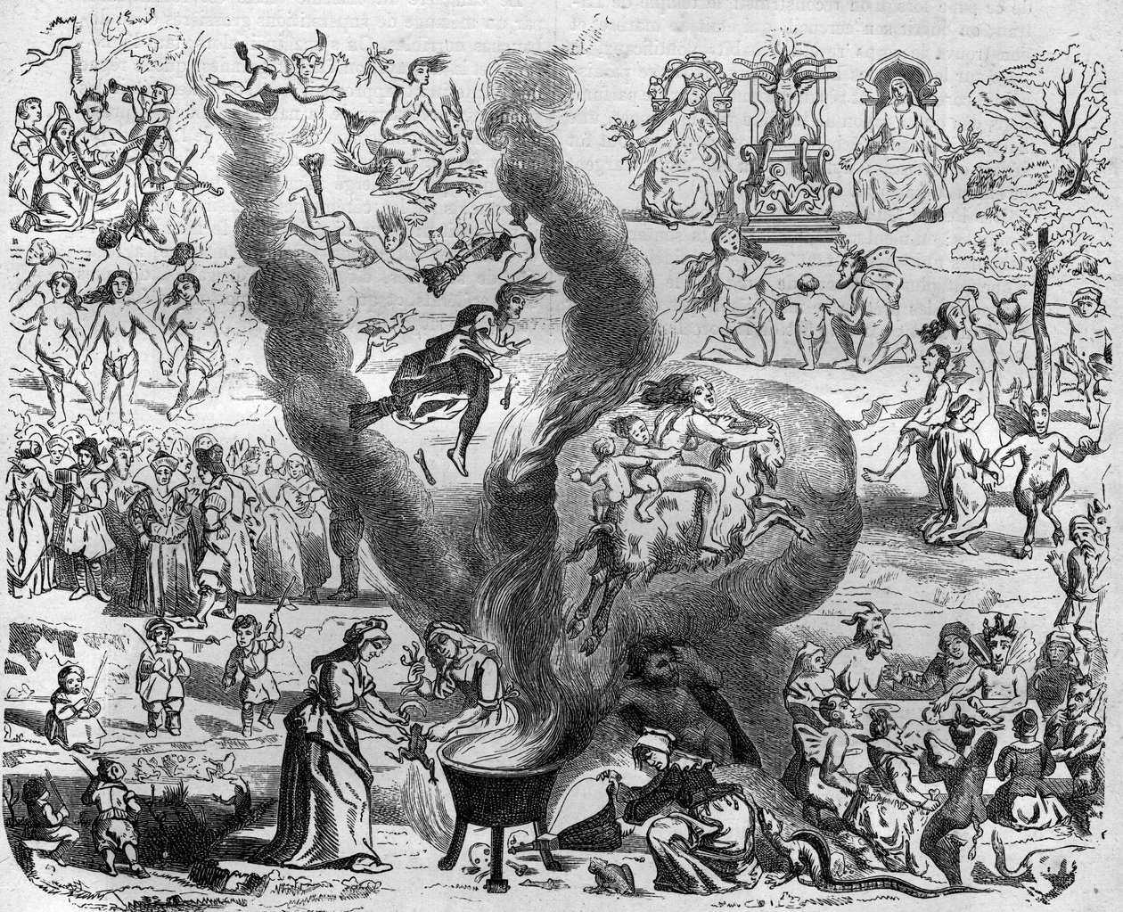 as superstições do ano mil: o Sábado. Gravação em "Histoire des Papes-Rois-Queen and Empereurs a travessa les centuries" por Maurice Lachatre de French School