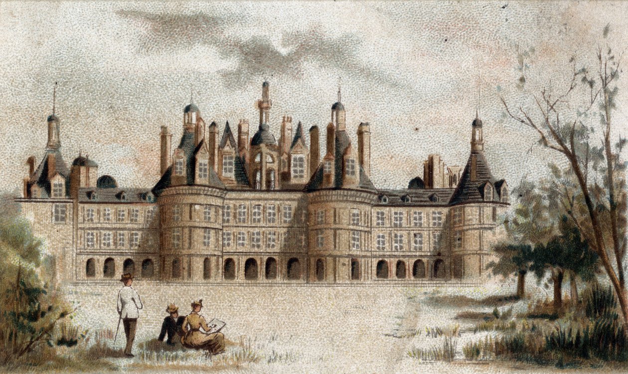 vista do Chateau de Chambord (Loir et cher). de French School