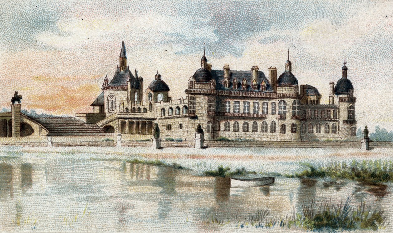 vista do castelo de Chantilly (Oise). de French School