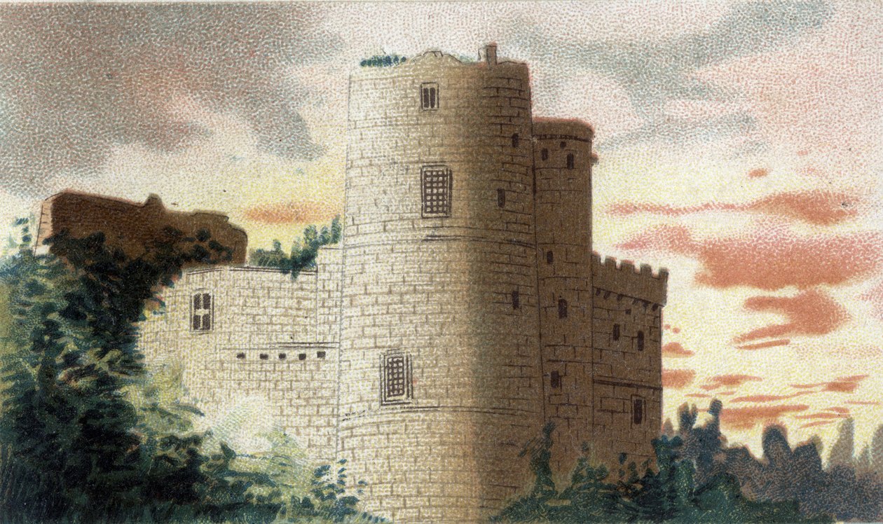 vista do castelo de Clisson (baixo Loire) de French School