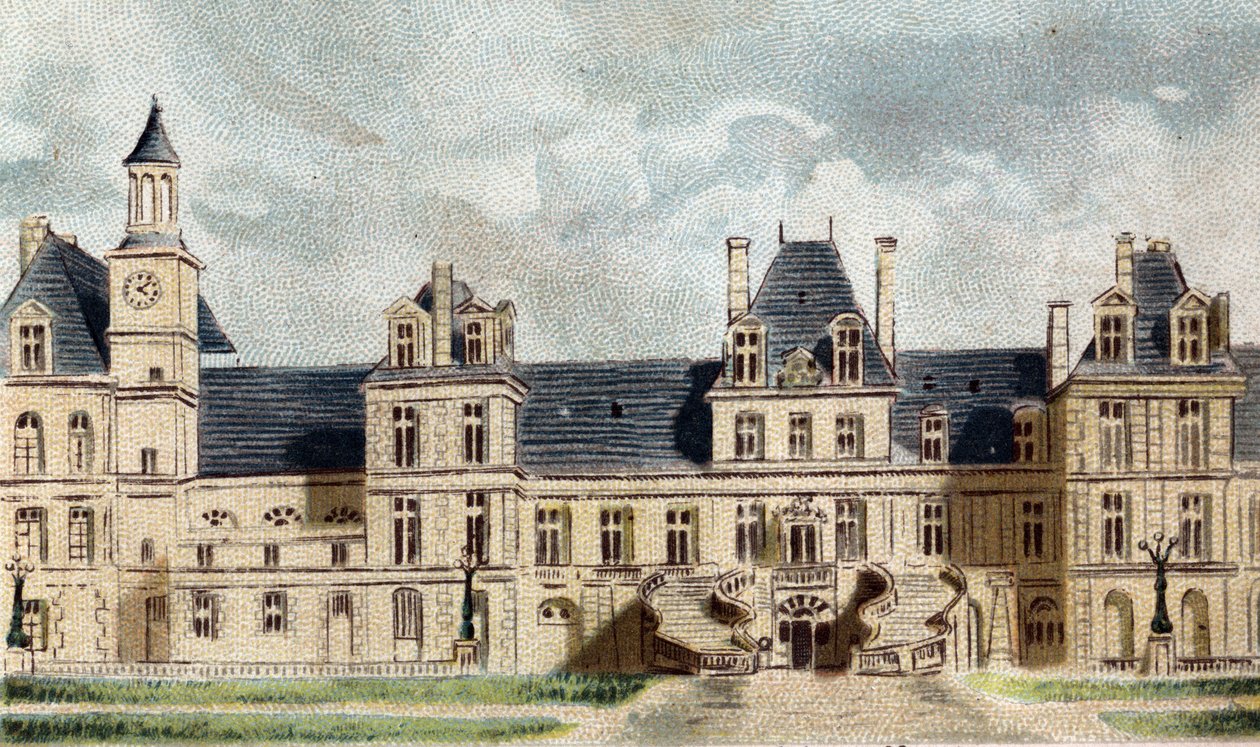 vista do castelo de Fontainebleau (Sena e Marne). de French School