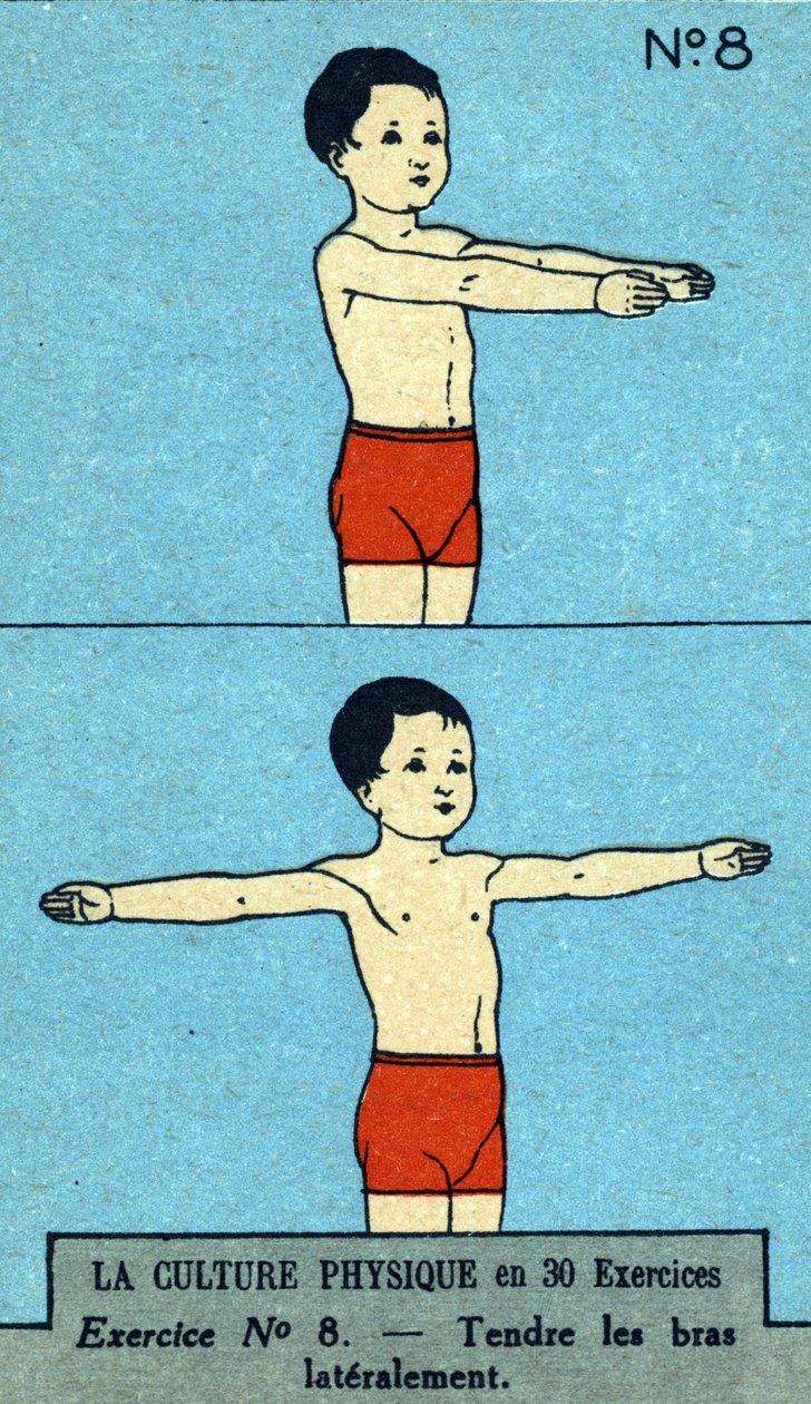 exercício físico, fitness, exercícios corporais, boa saúde, saudável (cromolitografia) no início do século 20 de French School