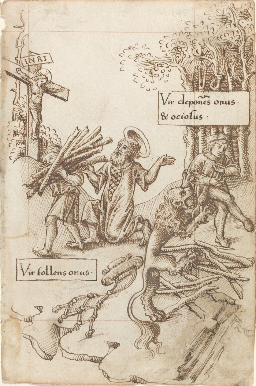 "Ajude aquele que assume seu fardo, não aquele que o põe no chão" [fol. 31 reto] de French early 16th Century