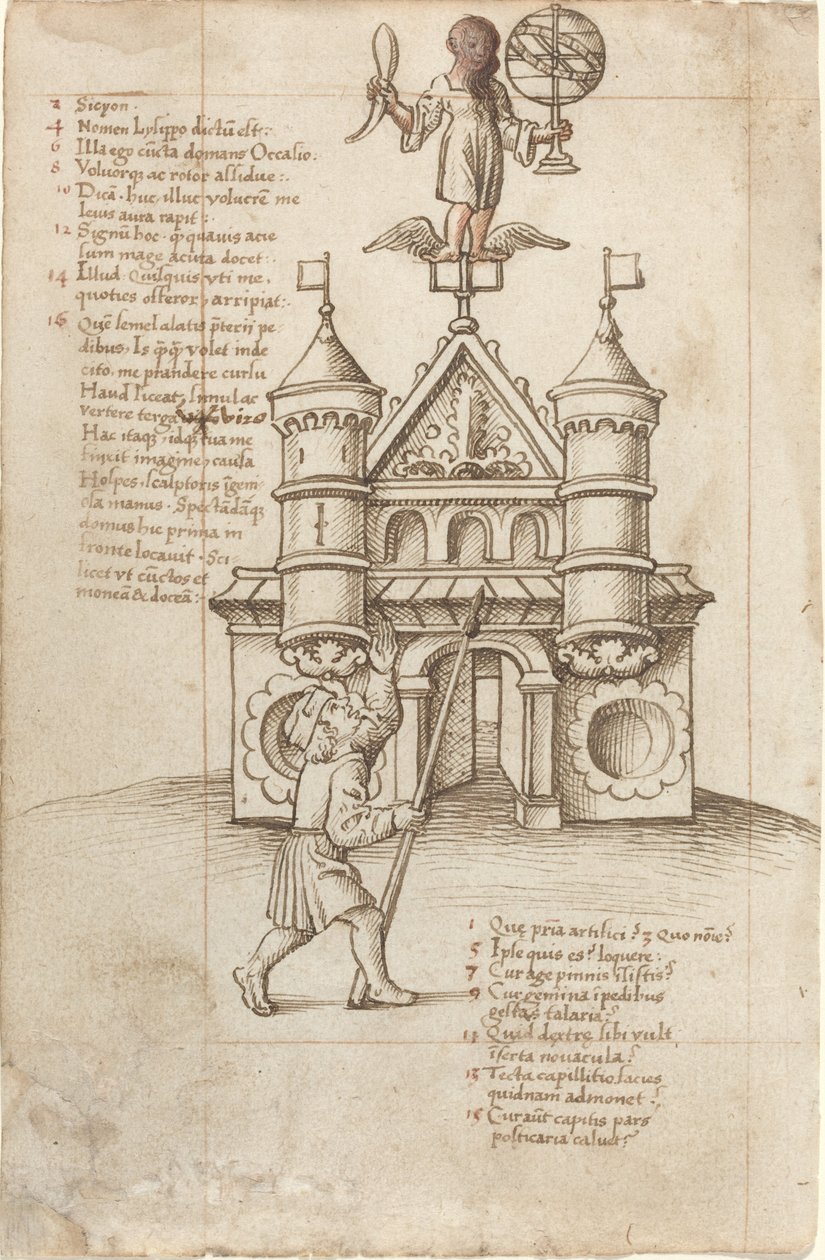A estátua da oportunidade e o transeunte [fol. 8 reto] de French early 16th Century