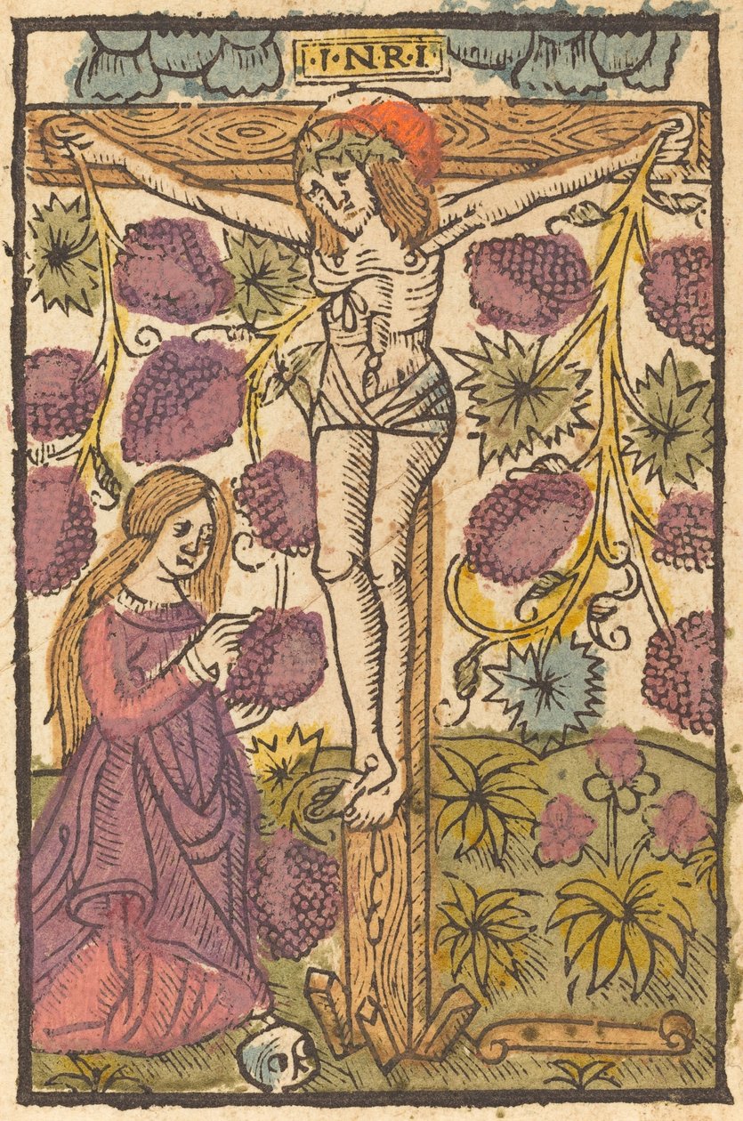 Cristo na cruz com uma videira de French or Netherlandish 15th Century