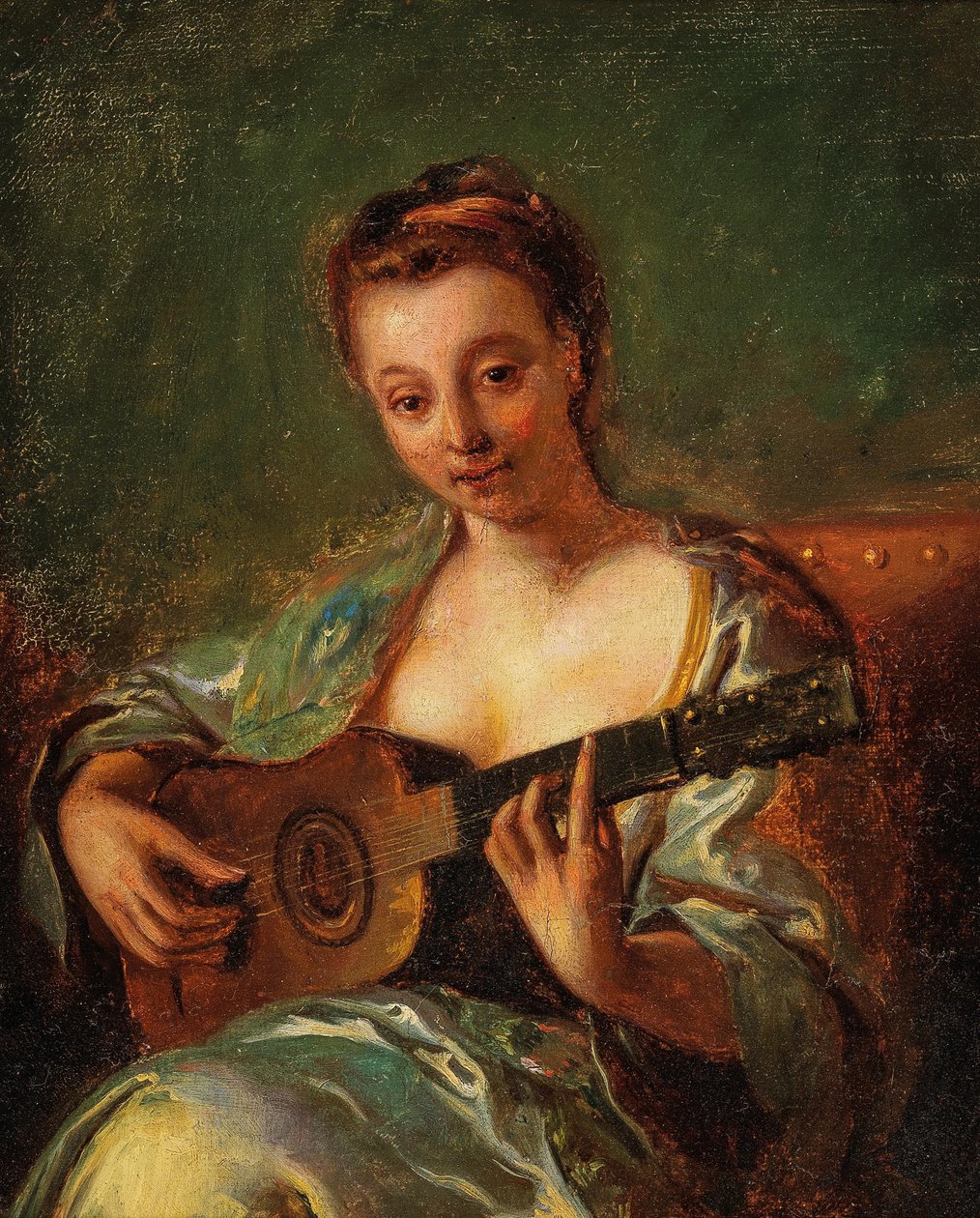 Senhora que toca guitarra F 18Y de French School
