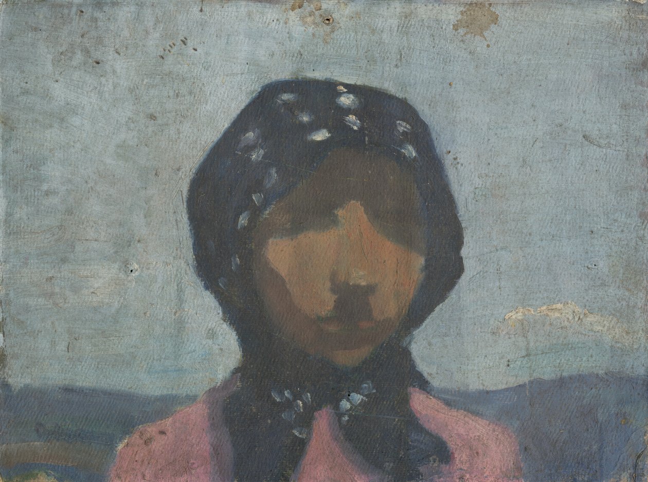 Estudo de um camponês em um lenço preto manchado de Frida Konstantin