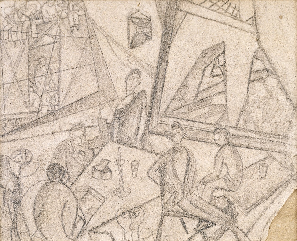 Frida e os seus contemporâneos, c.1925 (lápis sobre papel) de Frida Kahlo