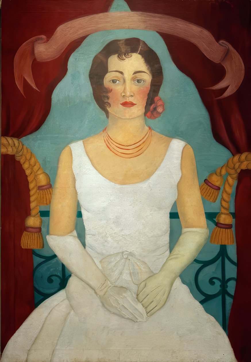Retrato de uma senhora com um vestido branco de Frida Kahlo