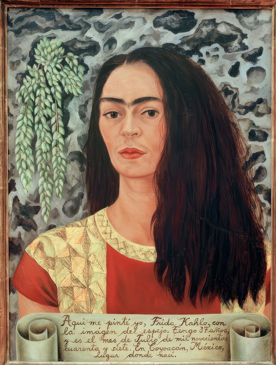 Autorretrato com cabelo solto de Frida Kahlo