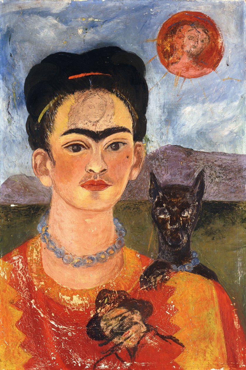 Autorretrato com Diego no meu peito; Autoretrato con Diego en mi Pecho, c.1953-54 (óleo sobre masonite) de Frida Kahlo