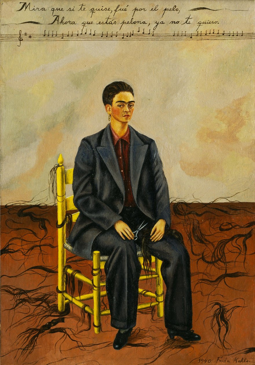 Autorretrato com cabelo cortado de Frida Kahlo