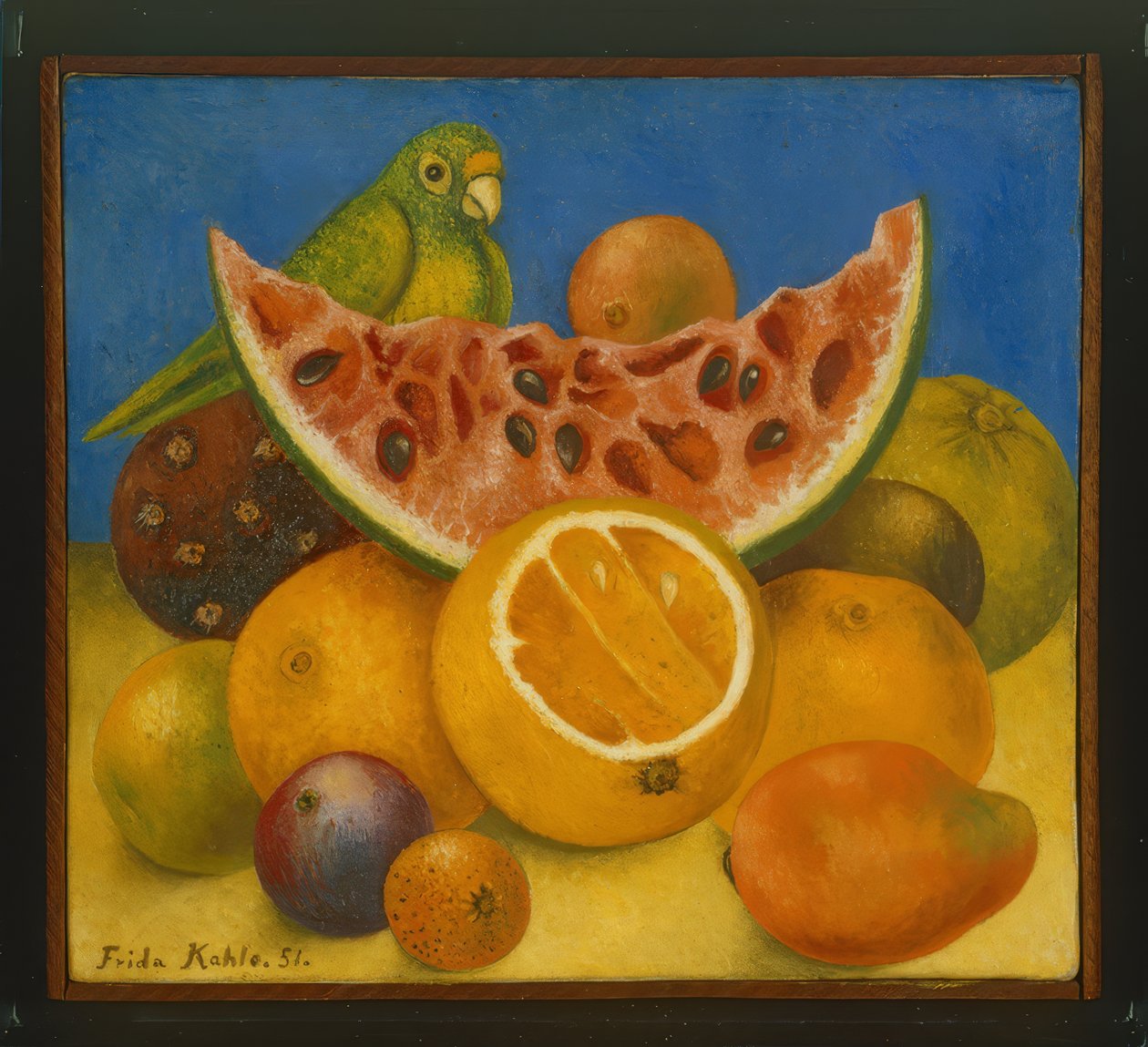 Natureza morta com papagaio de Frida Kahlo