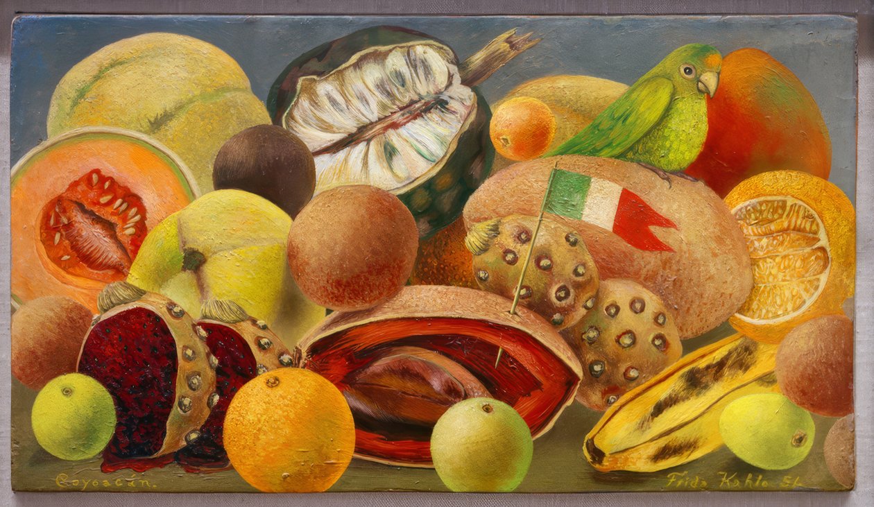 Natureza morta com papagaio e bandeira de Frida Kahlo