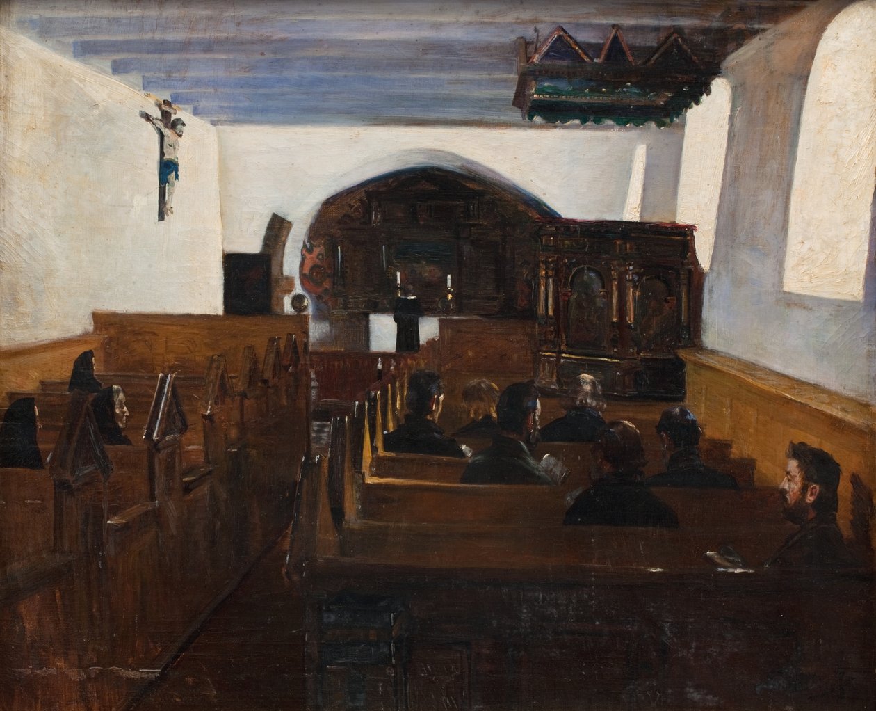 Um serviço de igreja na Ilha de Mors, Jutlândia de Fridolin Johansen