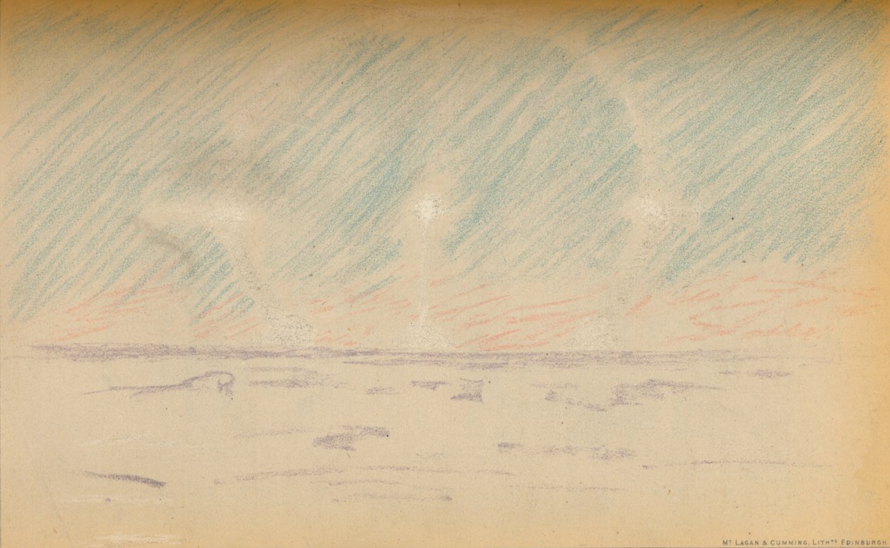 Anel da lua com luas simuladas e uma sugestão de eixos horizontais, 24 de novembro de 1893, 1987 de Fridtjof Nansen