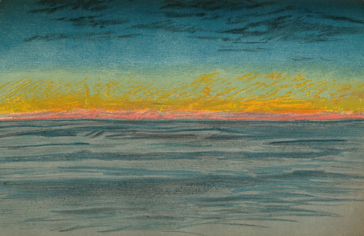 O Dia Polar Minguante, 22 de setembro de 1893. Esboço Pastel, 1893 1897 de Fridtjof Nansen