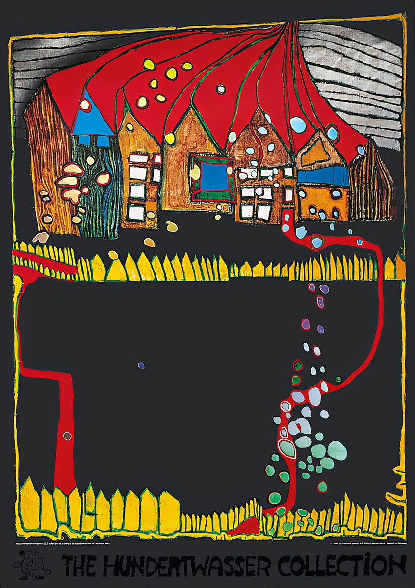 Casas na neve de Friedensreich Hundertwasser