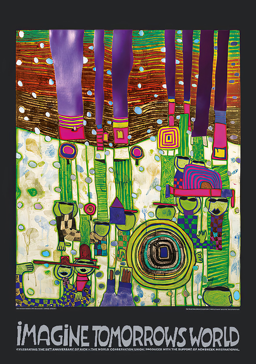 Imagine o Mundo de Amanhã (versão verde) de Friedensreich Hundertwasser