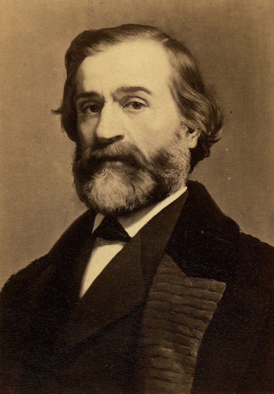 Retrato do compositor Giuseppe Verdi, c.1870 (impressão em gelatina prateada) de Friedrich Bruckmann Verlag