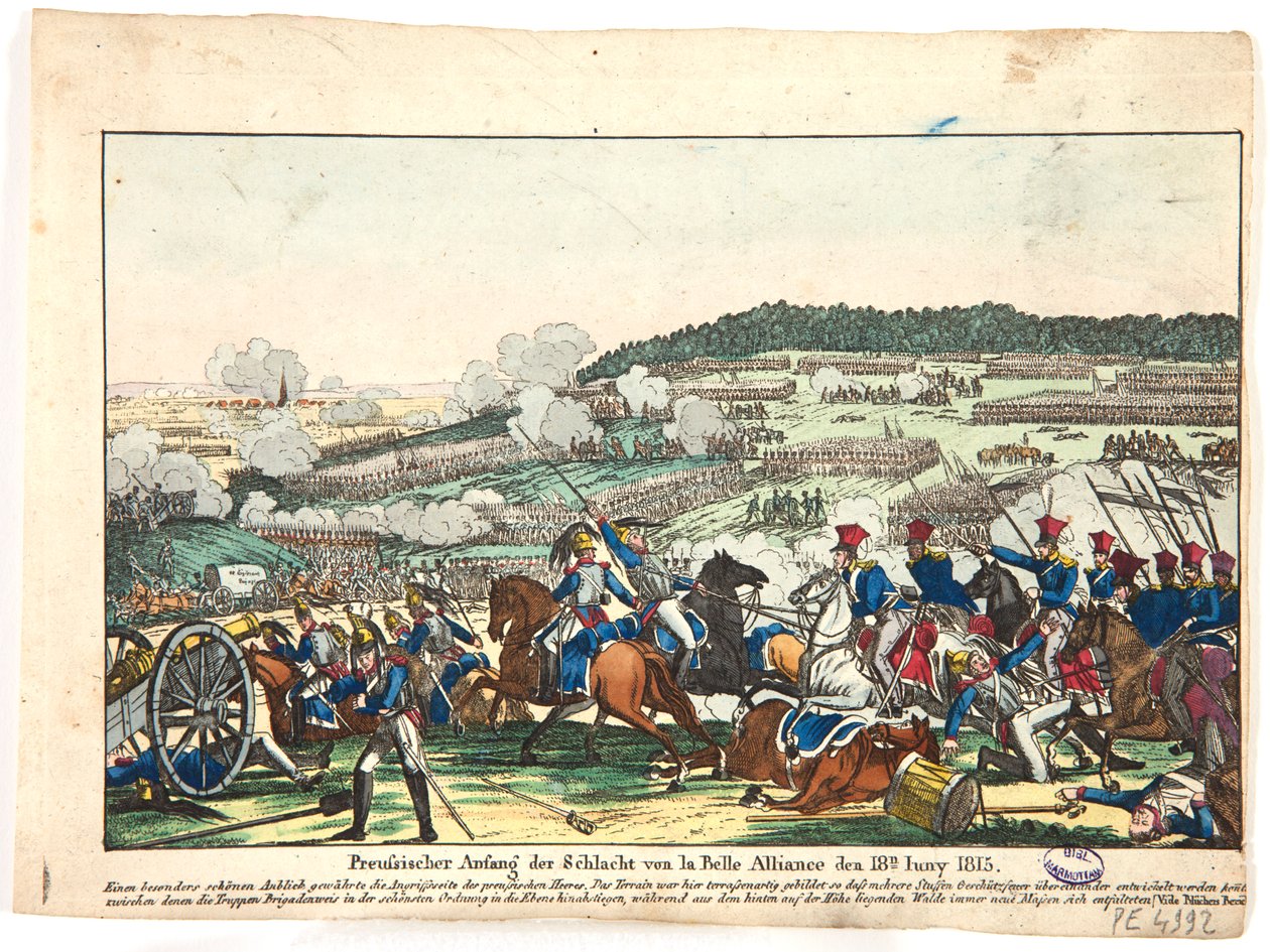 O começo da batalha de Waterloo, o lado prussiano, 18 de junho de 1815, 1815 de Friedrich Campe