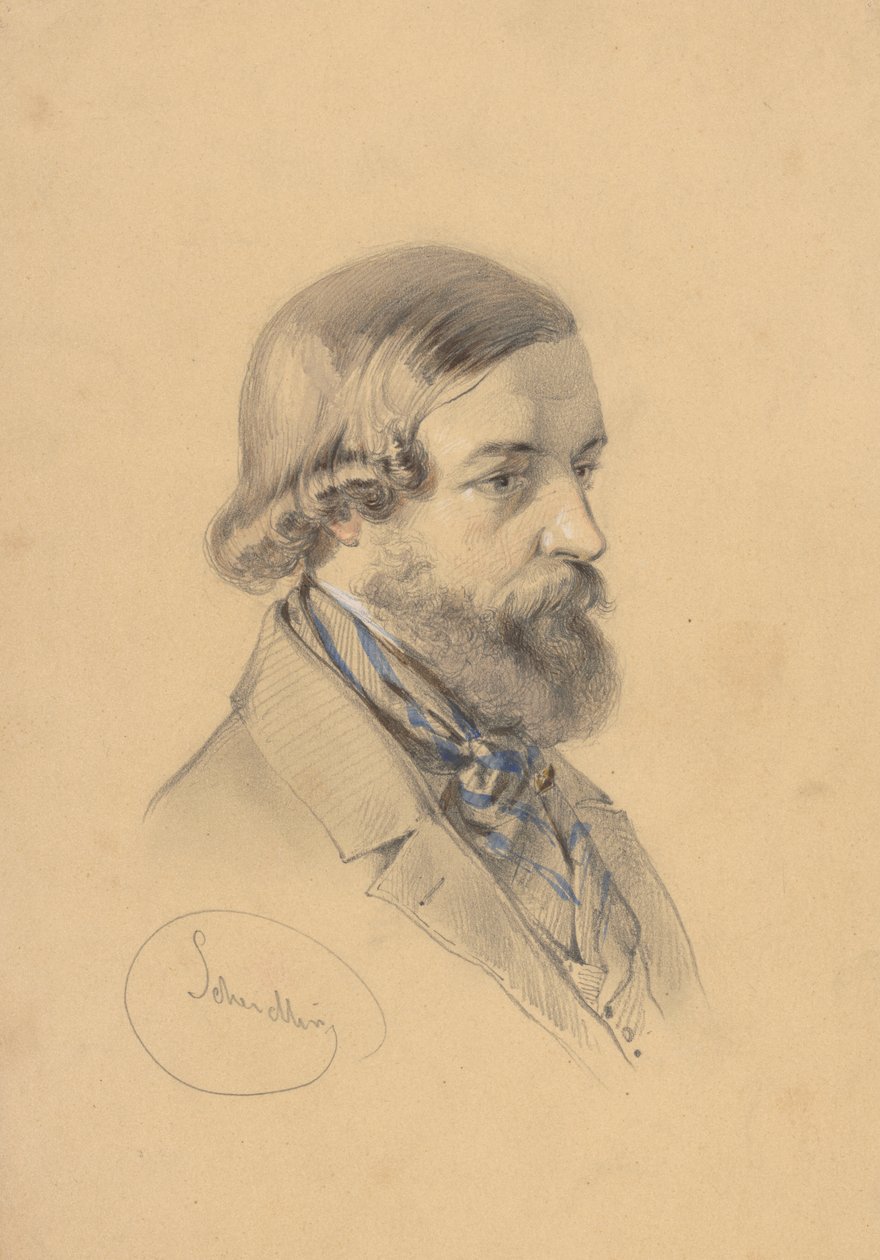 Estudo de um homem barbudo de Friedrich Carl von Scheidlin