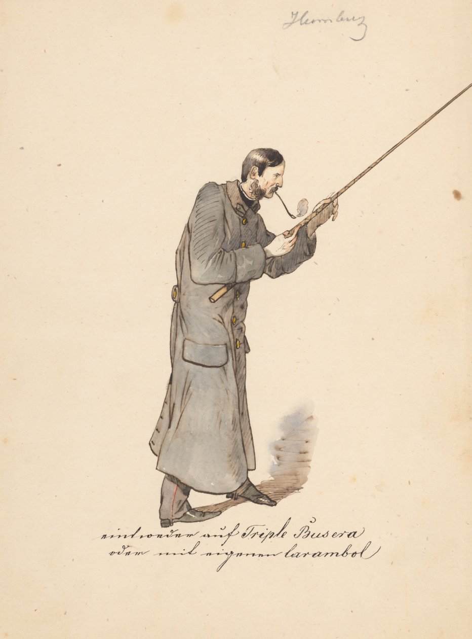 Homem em um longo casaco militar com um pau de Friedrich Carl von Scheidlin