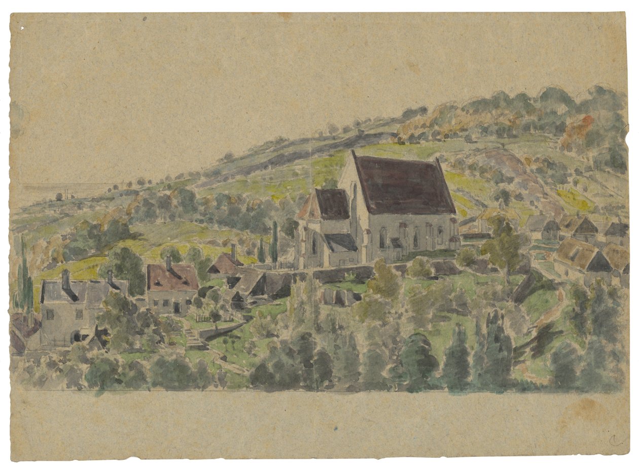 Vista da igreja gótica em Jur perto de Bratislava de Friedrich Carl von Scheidlin