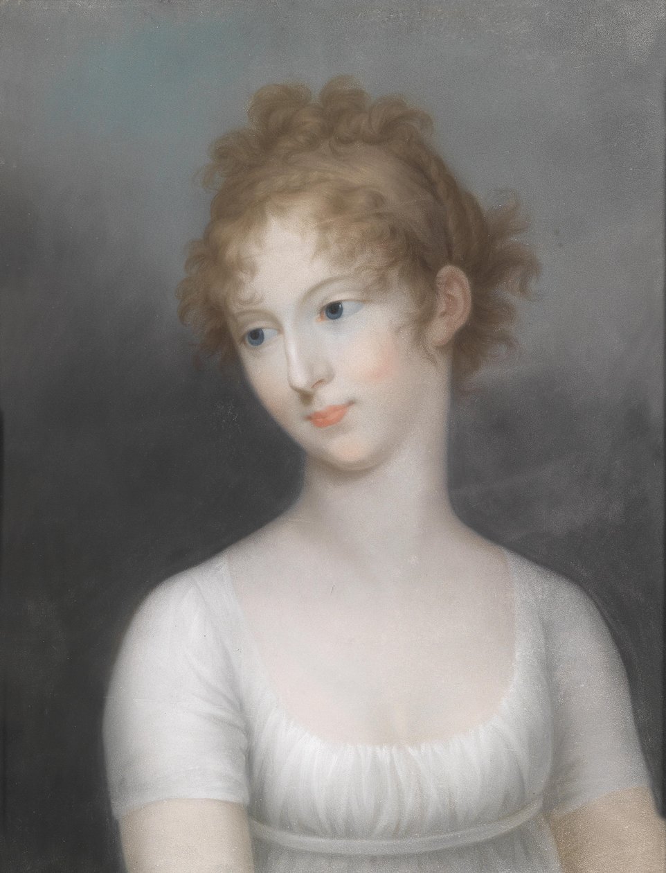 Retrato de Elena Pavlovna em vestido branco de Friedrich Erhard Wagner