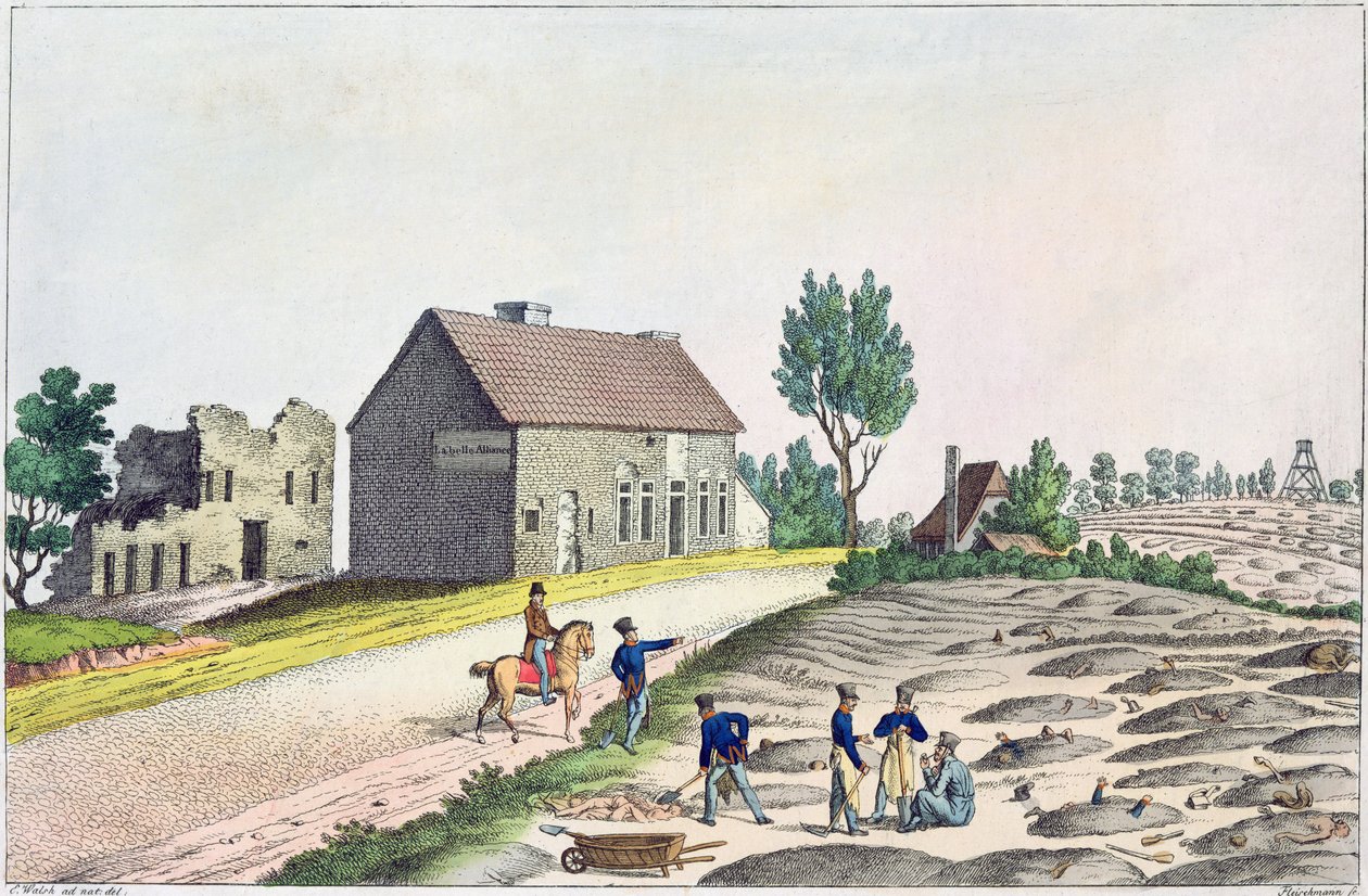 The Belle Alliance Farm após a Batalha de Waterloo, 18 de junho de 1815 de Friedrich Fleischmann