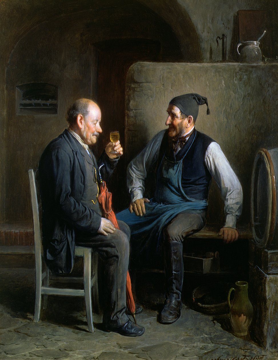 A degustação de vinhos, ou um bom vintage (painel) de Friedrich Friedlander