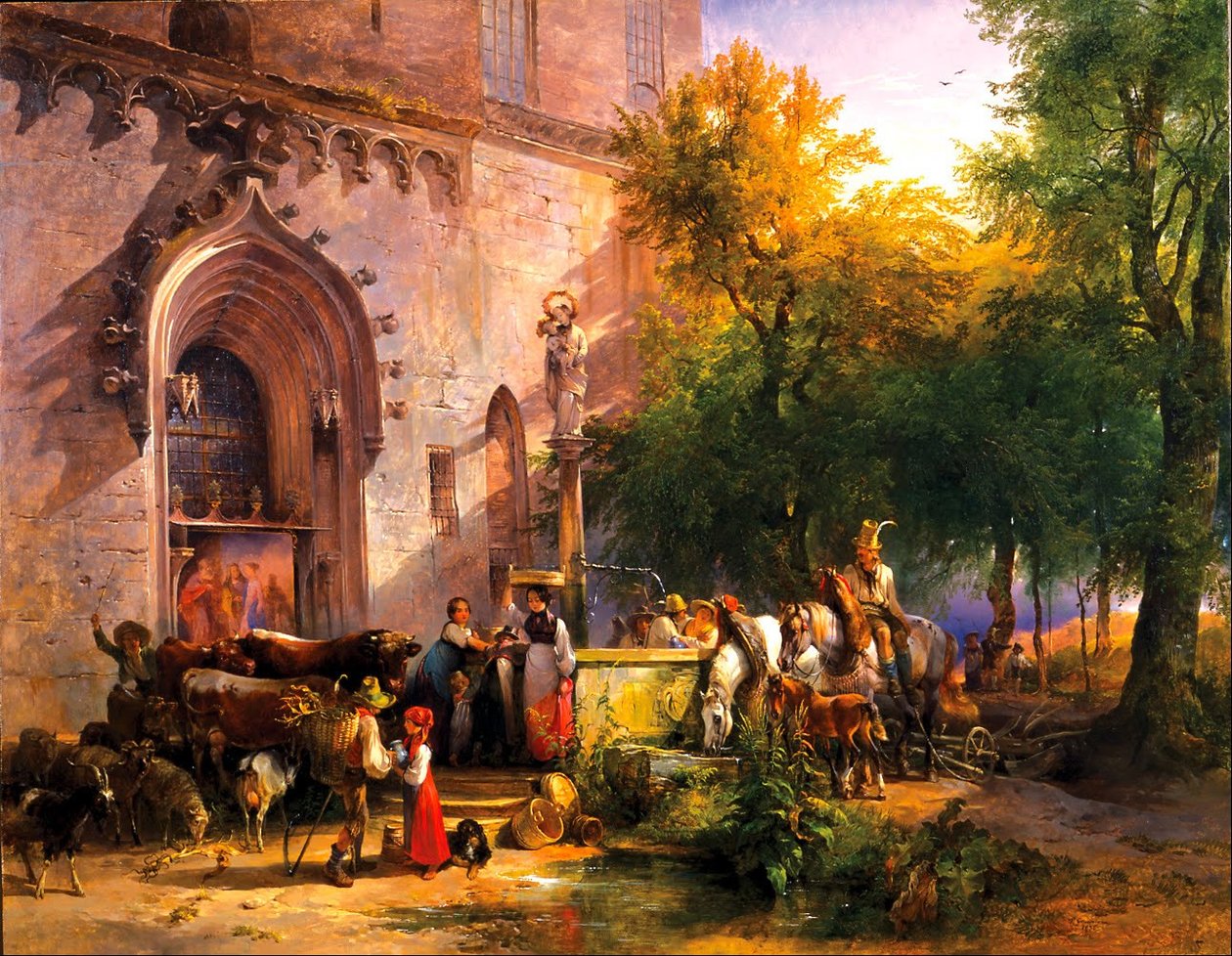Alemão: nDeutsch: Am KlosterbrunnennNa Fonte do Mosteiro de Friedrich Gauermann