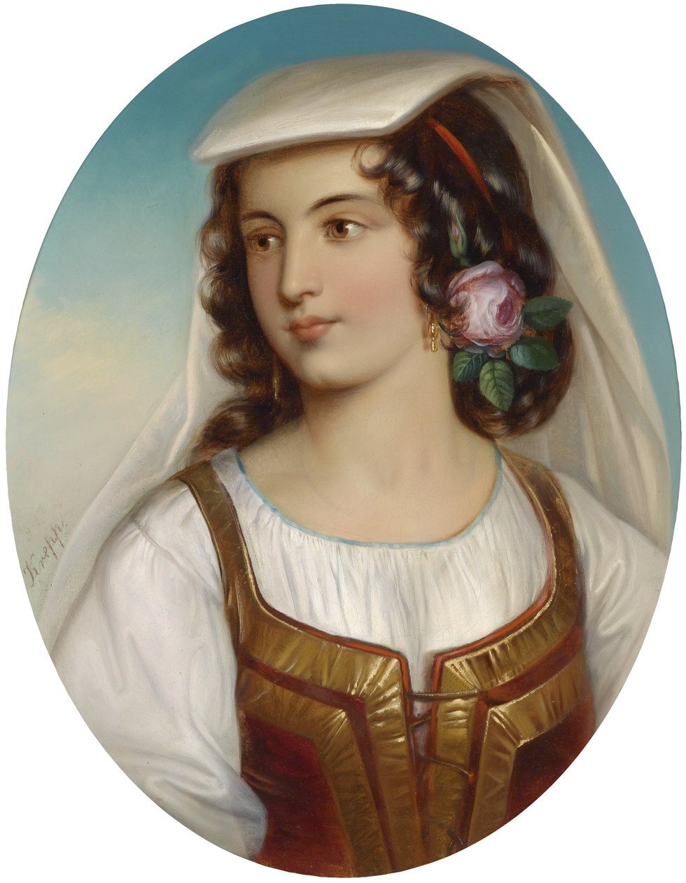 Menina, em, sulista, italiano, traje de Friedrich Krepp