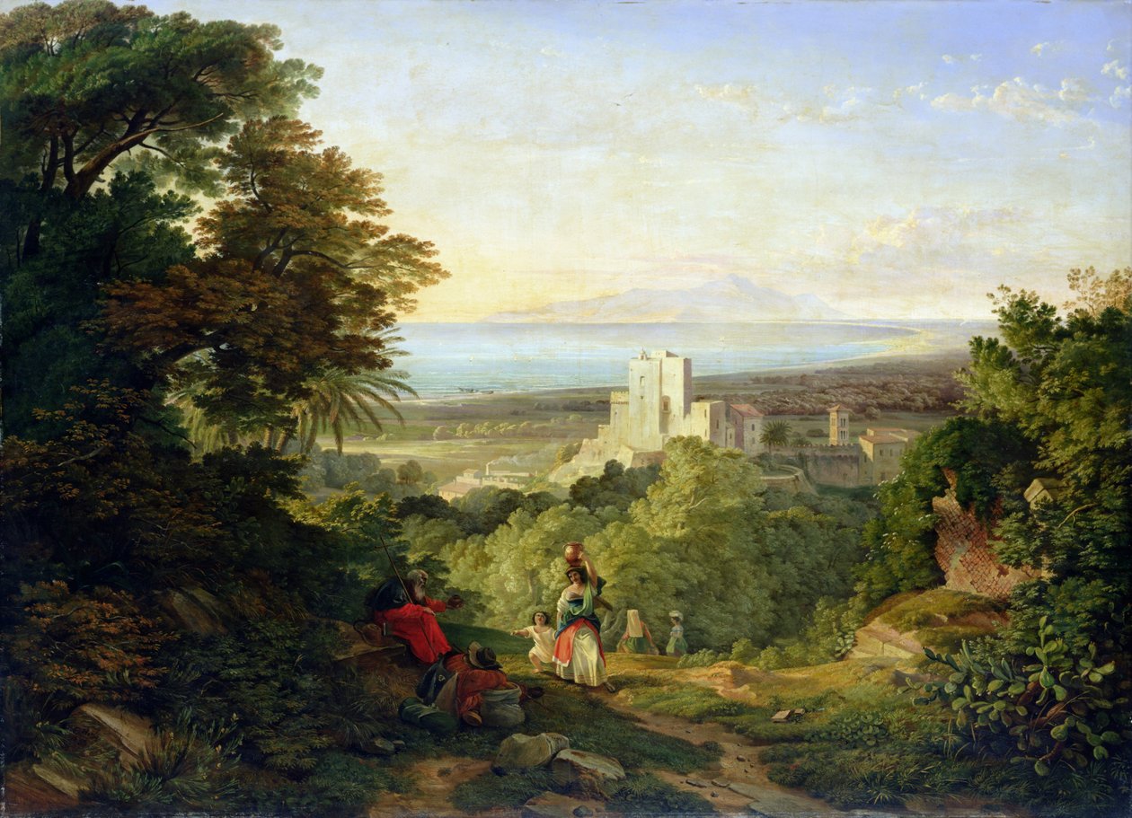 Vista de Terracina e Monte Circeo, 1833 de Friedrich Nerly