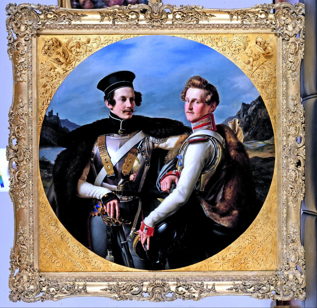 Retrato duplo dos príncipes Friedrich Wilhelm da Prússia e Wilhelm zu Solms-Braunfels em um uniforme de cuirassiers de Friedrich Wilhelm von Schadow