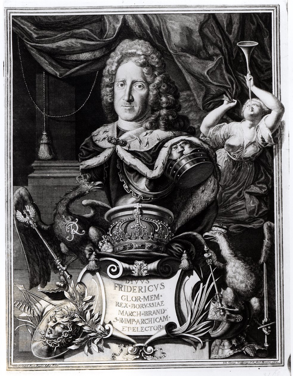 Retrato de Frederico Guilherme I (1688-1740), rei da Prússia, gravado por Georg Andreas Wolfgang (1703-45), 1718 de Friedrich Wilhelm Weidemann