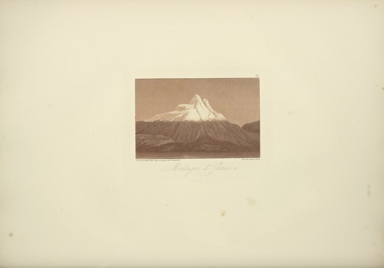 Montanhas de Jlinissa, desenhadas por Gmelin, gravadas em bu Arnold, ilustração de 