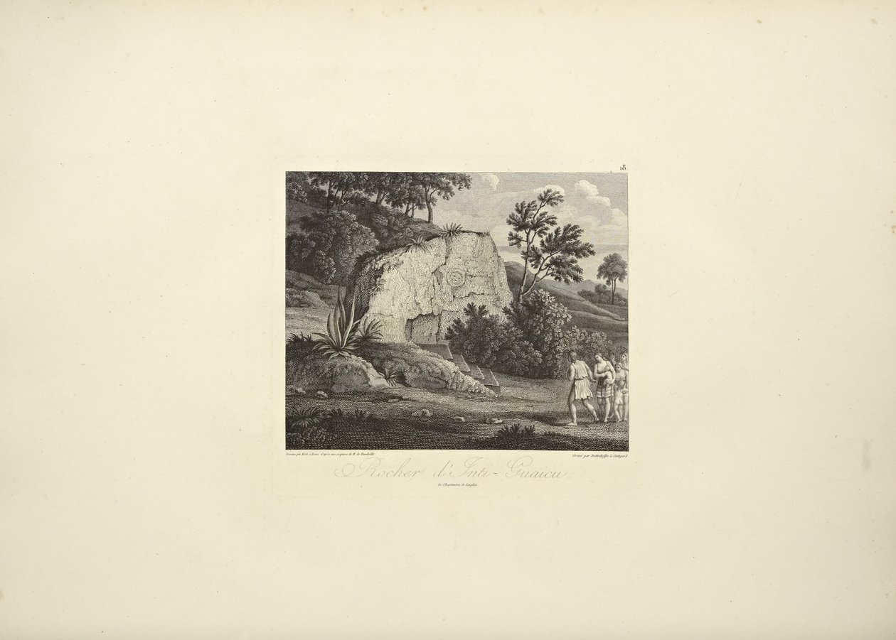 Rocha de Inti-Guaicu, desenhada por Koch, gravada por Dutterhoffer, ilustração de 