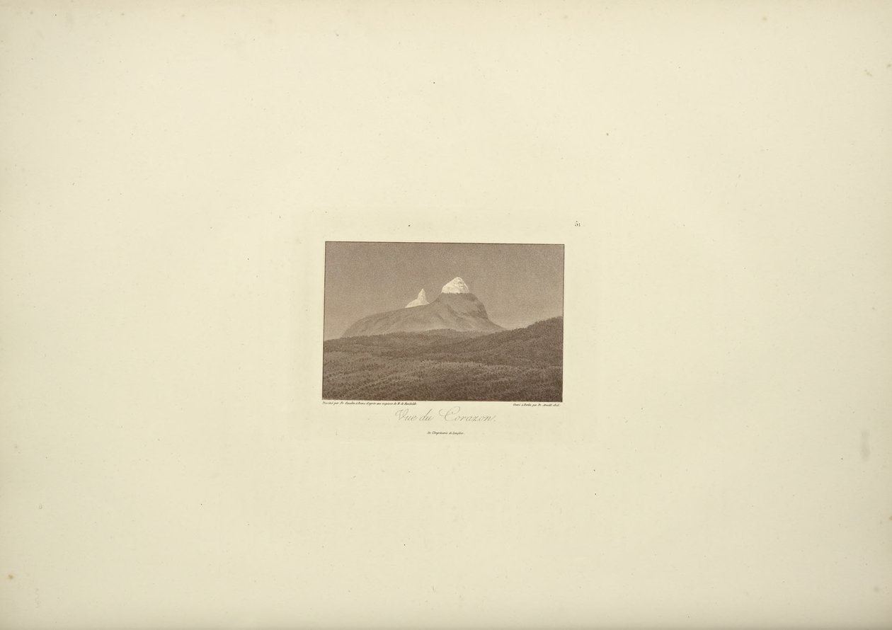 Vista do Corazon, desenhado por Gmelin, gravado por Arnold, ilustração de 